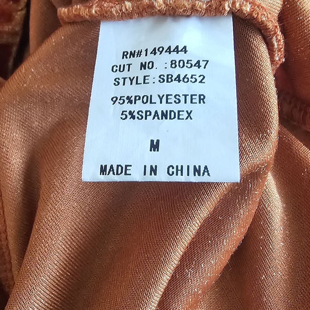Rust Velvet Ruched Long Sleeve Top - Picture 4 of 6